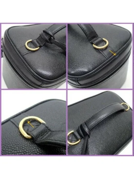 Chanel Vanity 2-Way Bag Caviar Leather Black Gold 7 Digits - Picture 8 of 10